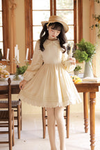 This Yellow Sweet Lolita Dress Set combines warmth, comfort, and playful charm. Featuring vibrant sunflower embroidery, it brings a cheerful, pastoral touch to the classic Lolita silhouette. The long-sleeve coat adds layering and coziness, perfectly complementing the JSK dress beneath. Ideal for tea parties, seasonal outings, or casual gatherings, this set captures a bright and youthful Lolita aesthetic, blending sweet elegance with a touch of countryside charm.