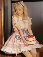 Sweet Lolita and Cute Daily Skirt Pink Print Lolita Strap Skirt Lolita Inside Lolita Dresses Blouse Shirt