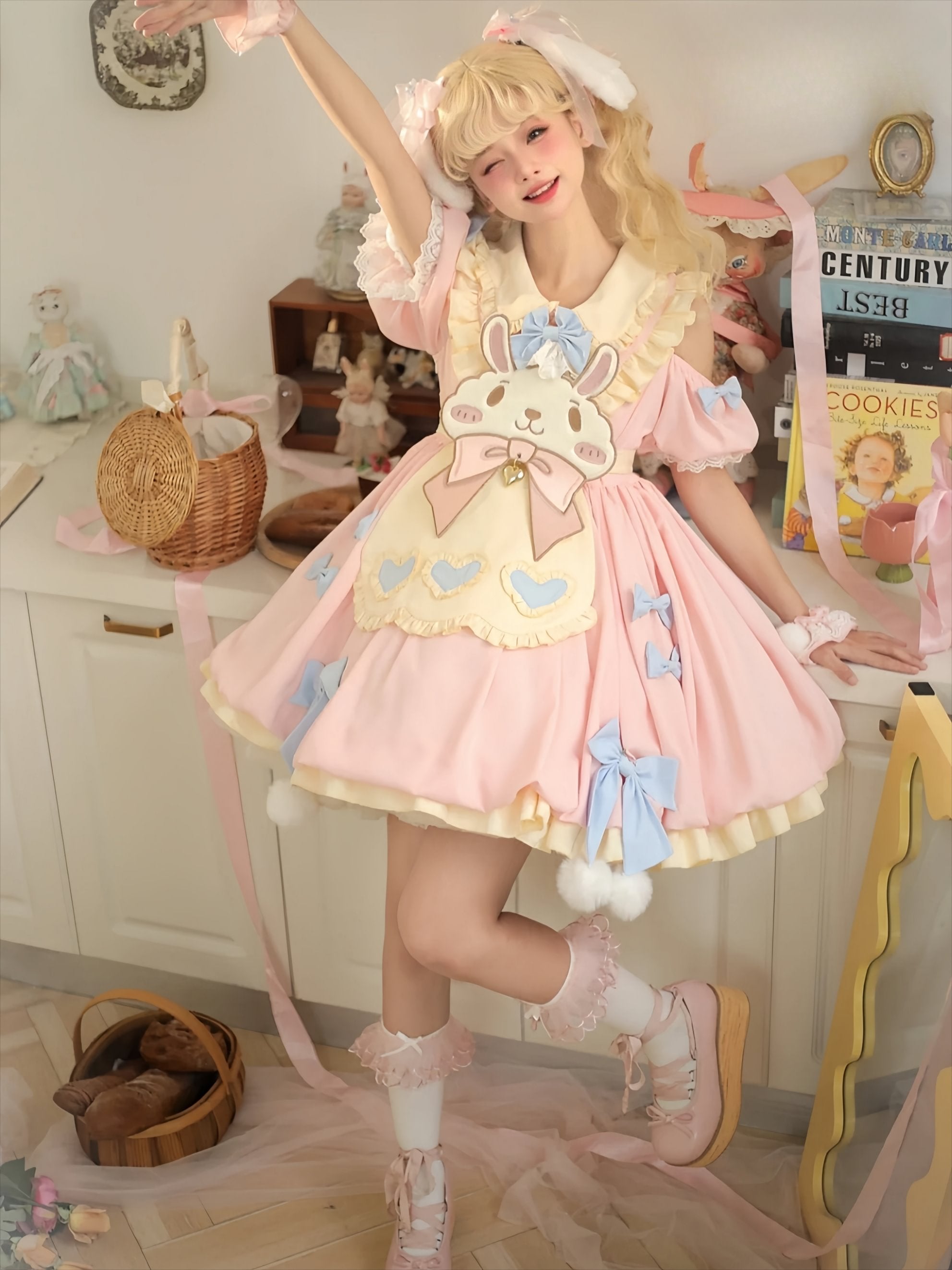 Sweet Pink Lolita Lolita Dress Maid Short Sleeve OP