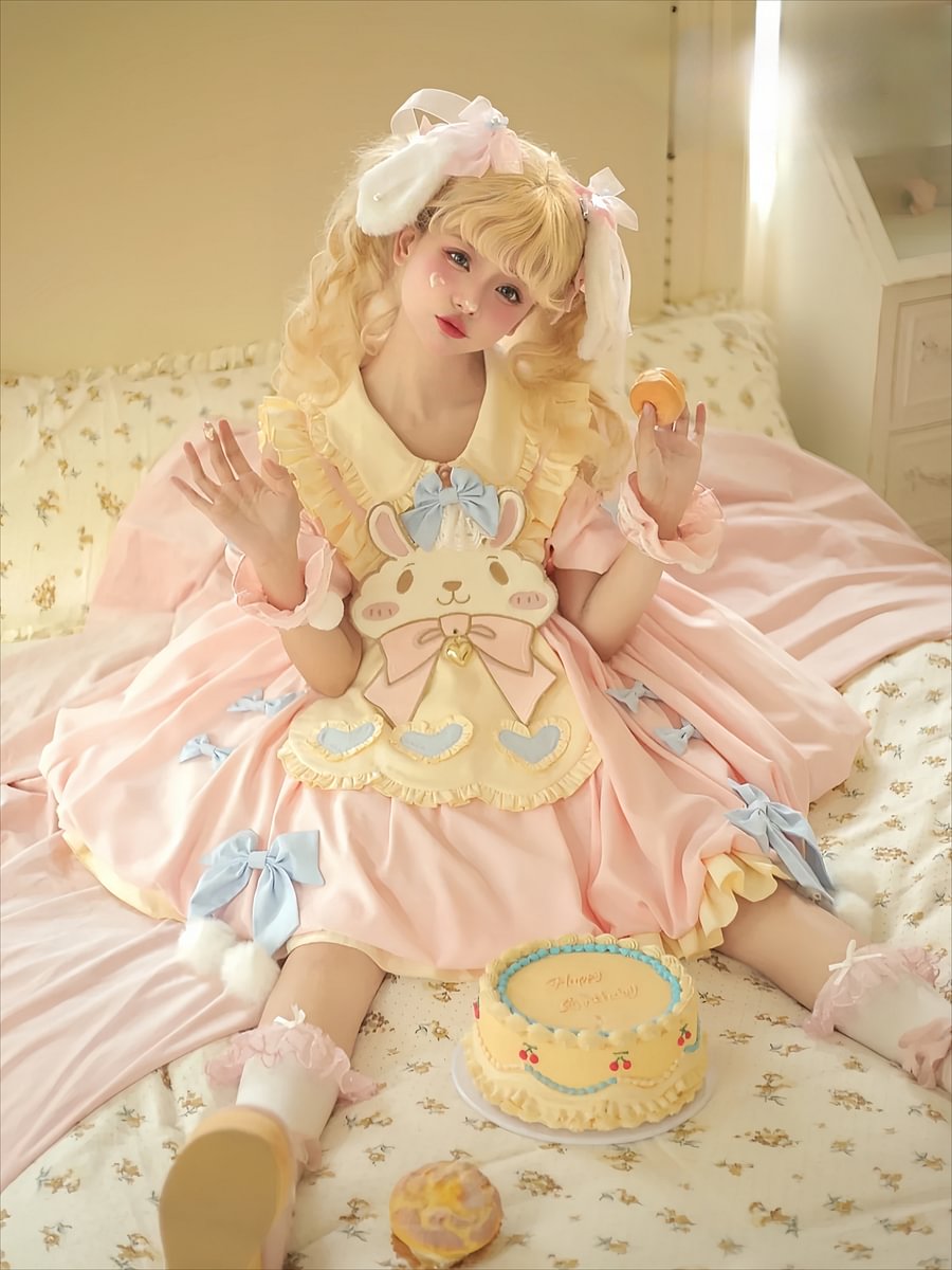 Sweet Pink Lolita Lolita Dress Maid Short Sleeve OP