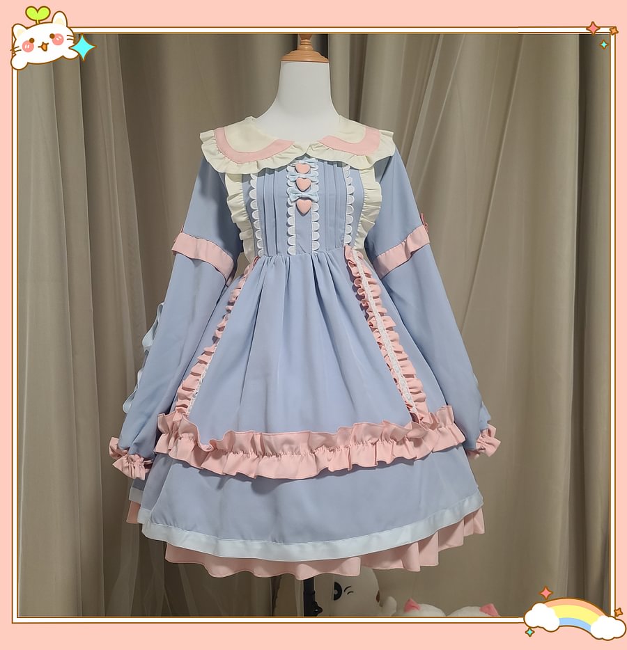 Sweet Pink Spring Autumn Winter Lolita Dress Fleece Long Sleeve Sweetheart OP