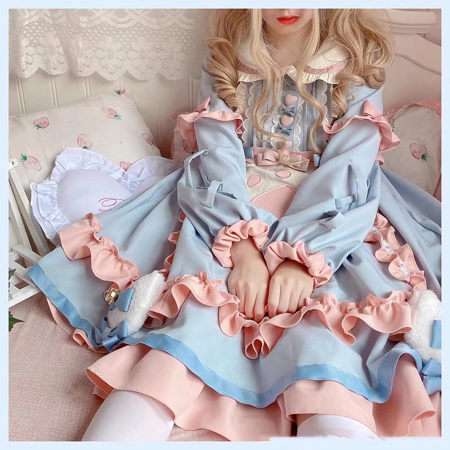 Sweet Pink Spring Autumn Winter Lolita Dress Fleece Long Sleeve Sweetheart OP