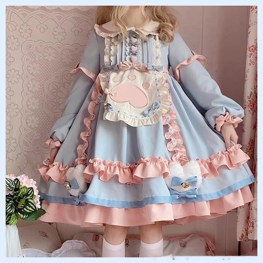 Sweet Pink Spring Autumn Winter Lolita Dress Fleece Long Sleeve Sweetheart OP