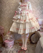 Sweet Pink Yellow Cotton Lolita Dress Bow Princess Cake Dress JSK