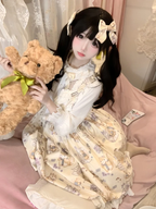 Sweet Print Red Strap Dress Lolita Cute Dress Christmas