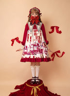 Sweet Lolita Red Amusement Park Print Dress Long Sleeve Cute Dress Autumn