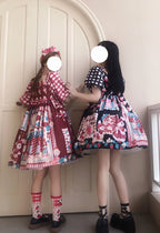 Sweet Red Plaid Strawberry Bunny House Lolita Spring Summer Short Sleeve Op Dress