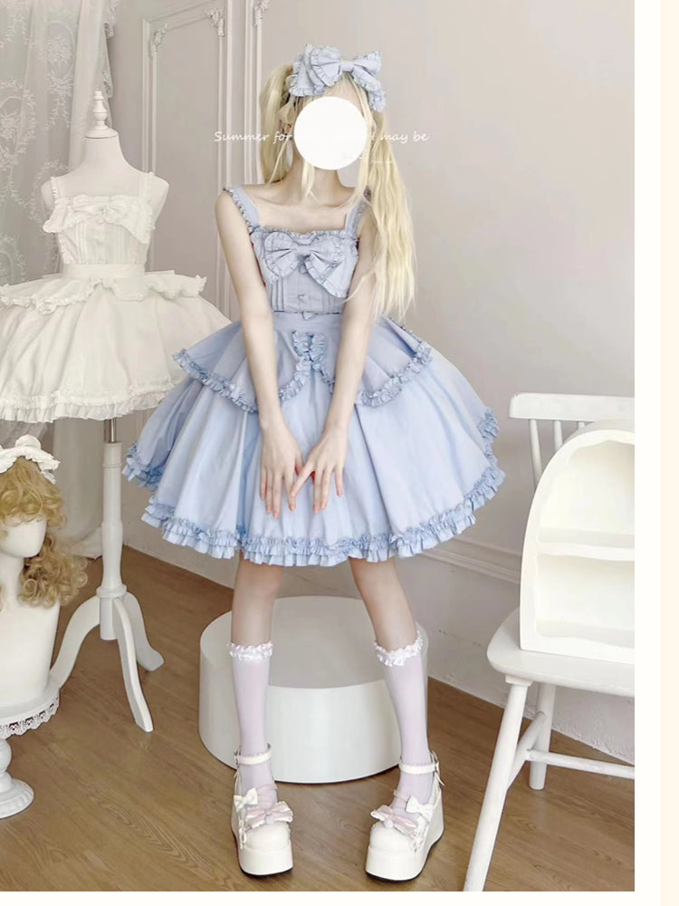 Sweet Ruffles White Black Plus Size Lolita JSK Dress Multicolors 4XL Lolita Dress Jumper Skirt