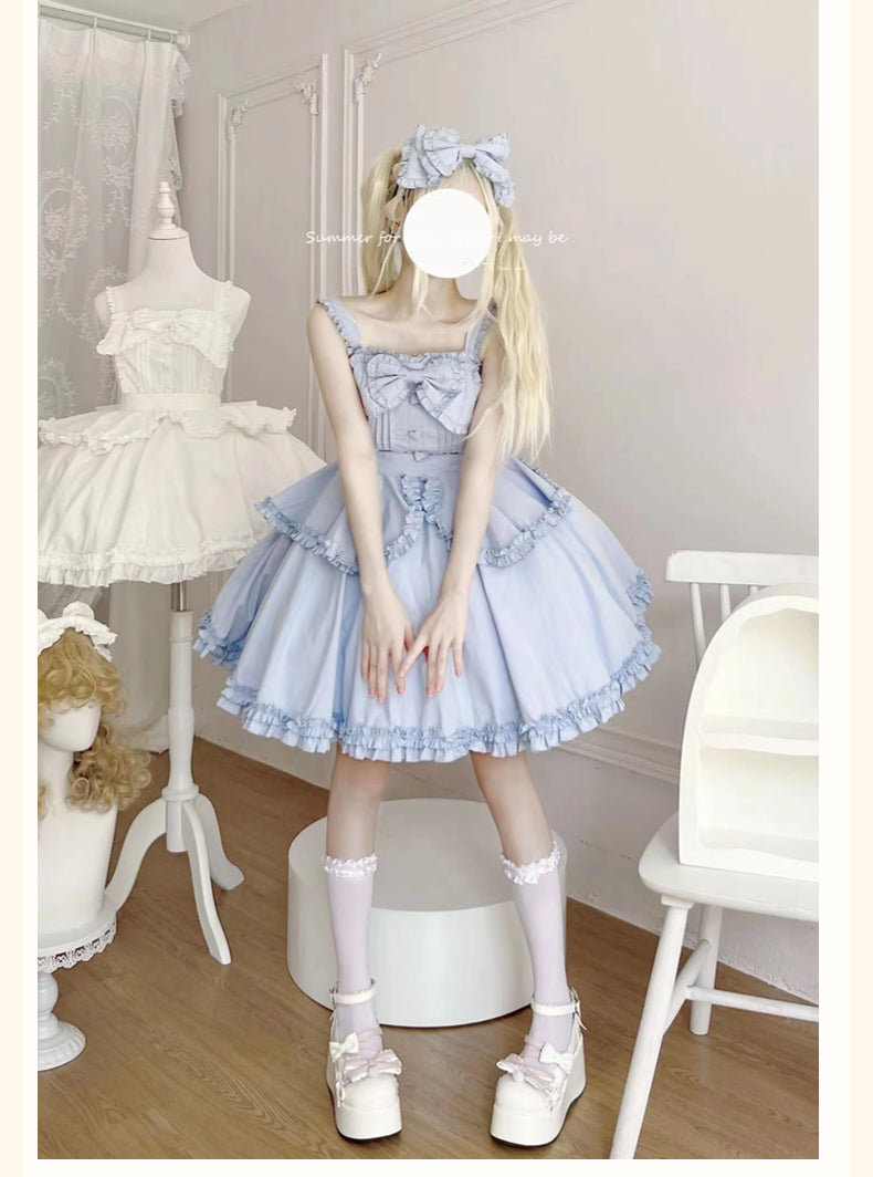 Sweet Ruffles White Black Plus Size Lolita JSK Dress Multicolors 4XL Lolita Dress Jumper Skirt
