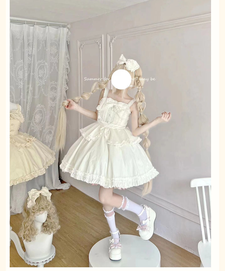 Sweet Ruffles White Black Plus Size Lolita JSK Dress Multicolors 4XL Lolita Dress Jumper Skirt