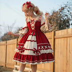 Sweet Ruffls Bow Lolita Dress Snow White Long Sleeved Daily Long Dress in Autumn OP