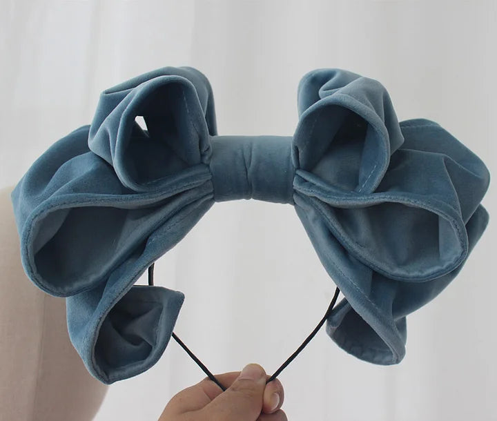 Lolita Hair Accessories Sweet Suede Oversized Bow Headband KC Vintage Lolita Small Things