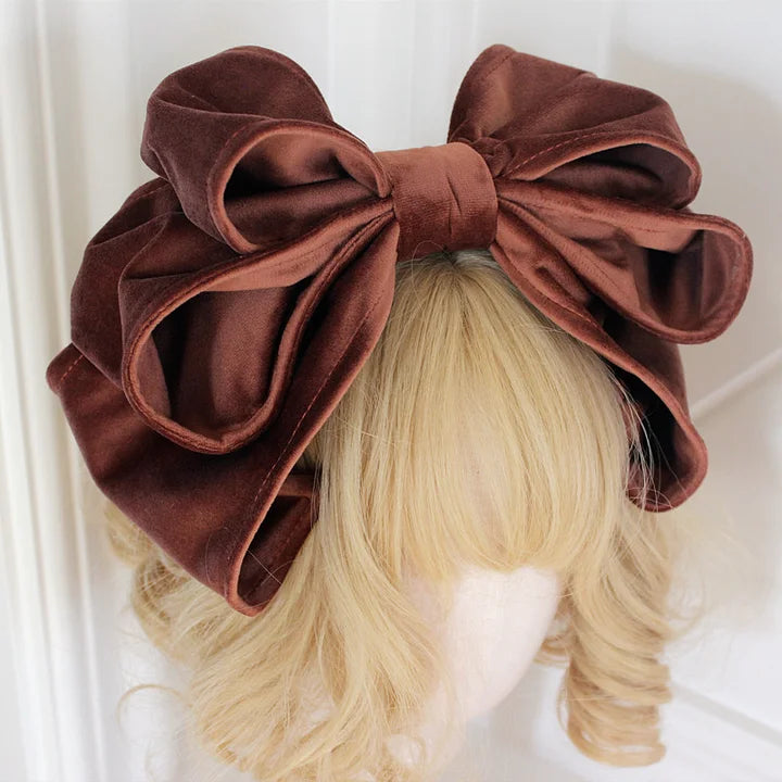 Lolita Hair Accessories Sweet Suede Oversized Bow Headband KC Vintage Lolita Small Things