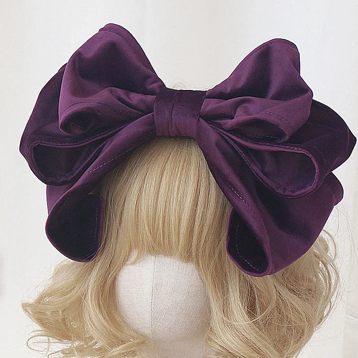 Lolita Hair Accessories Sweet Suede Oversized Bow Headband KC Vintage Lolita Small Things