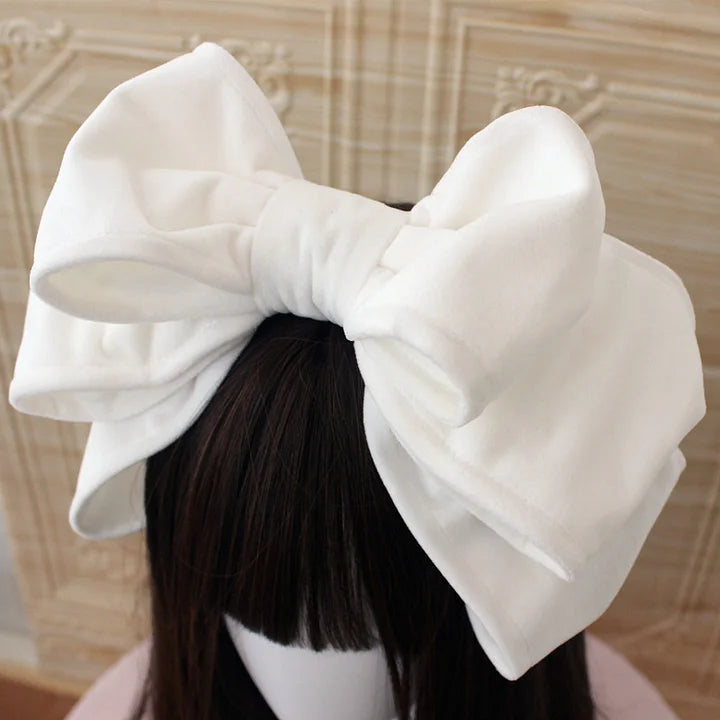 Lolita Hair Accessories Sweet Suede Oversized Bow Headband KC Vintage Lolita Small Things