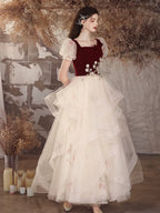 Sweet Velvet Ruffles Organza Prom Dress Elegant Princess Dress Plus Size