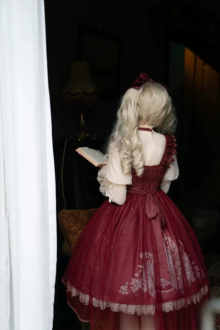 Sweet Vintage Lolita Dress Rabbit Red Gigot Sleeve Princess Dress in Fall