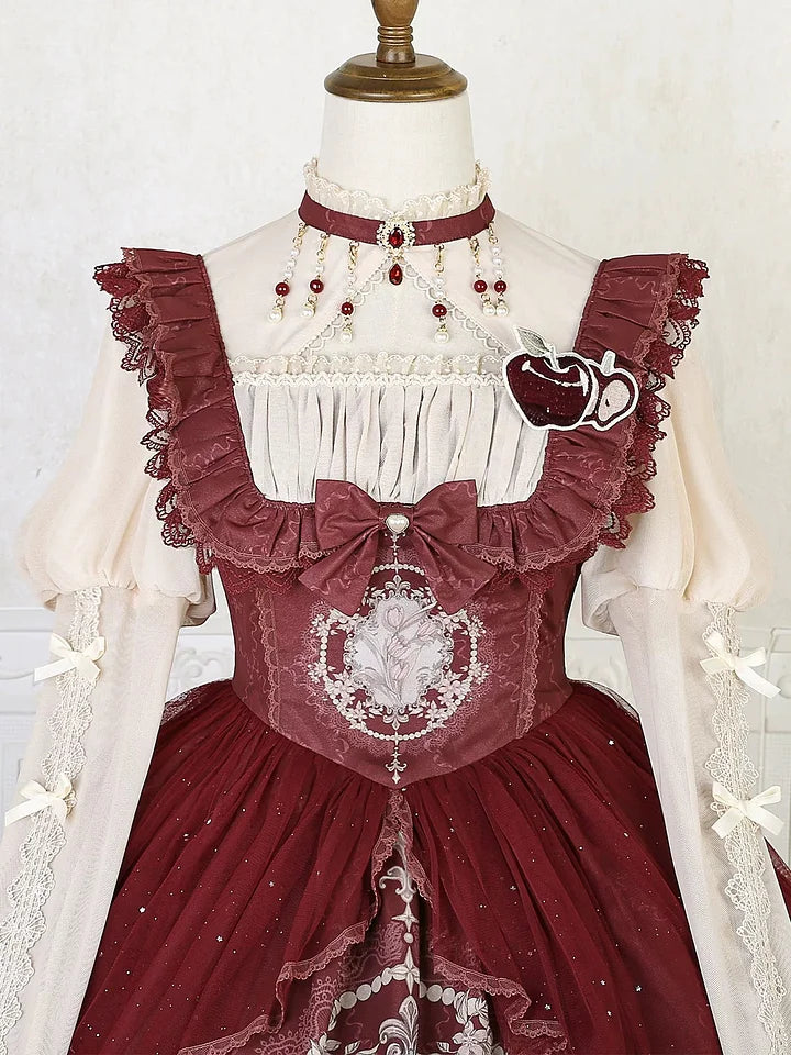 Sweet Vintage Lolita Dress Rabbit Red Gigot Sleeve Princess Dress in Fall