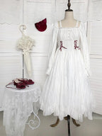 Sweet White Bow White Lolita Dress Long Sleeved Elegant Princess Dress