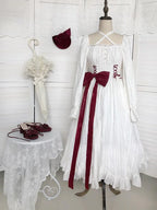 Sweet White Bow White Lolita Dress Long Sleeved Elegant Princess Dress
