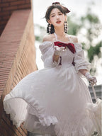 Sweet White Bow White Lolita Dress Long Sleeved Elegant Princess Dress
