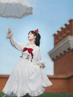 Sweet White Bow White Lolita Dress Long Sleeved Elegant Princess Dress