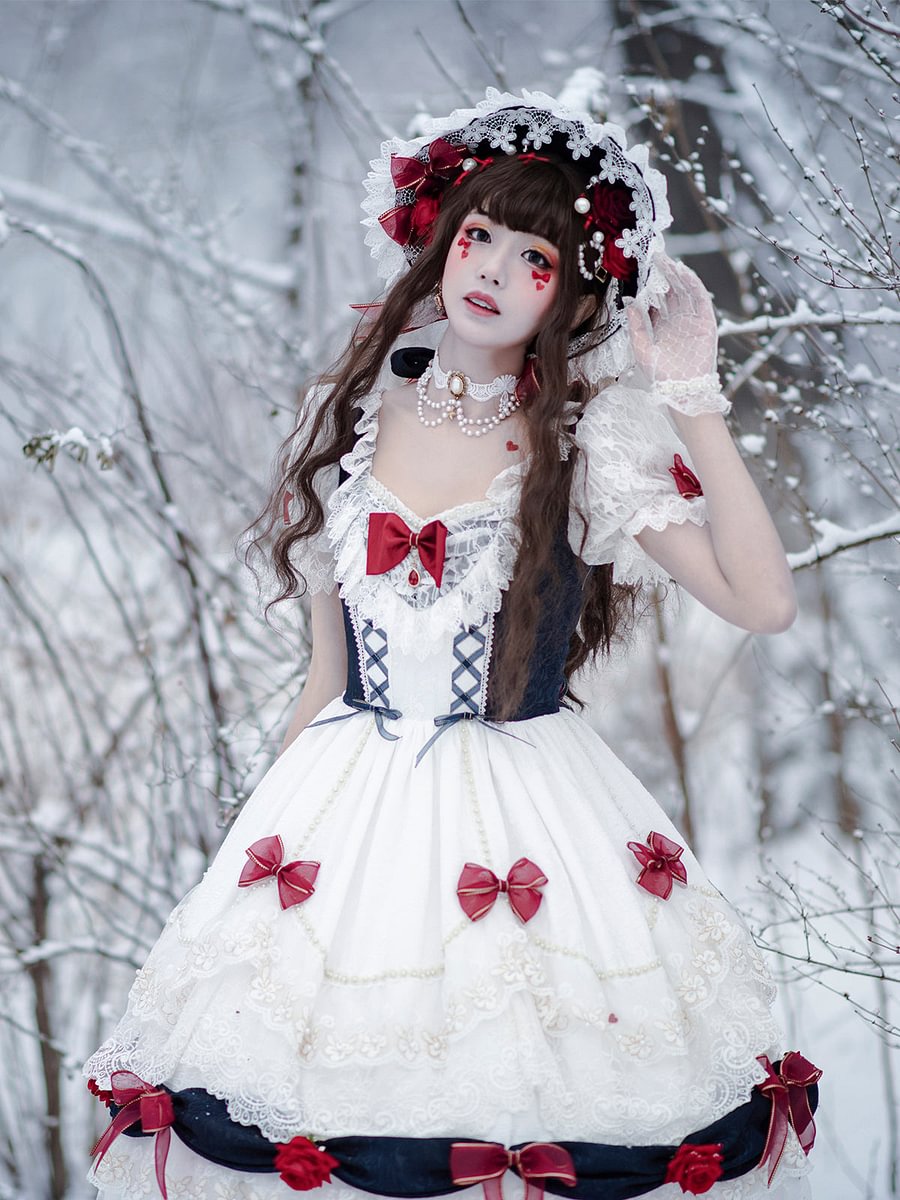 Sweet White Princess Dress Lolita Short Sleeve Short Lace Dress Bowknot