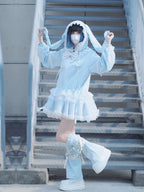Sweet White Rabbit Ears Plush Coat Warm Cute Lolita Autumn&Winter Coat