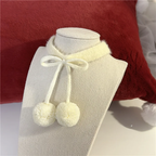 Sweet and Cute Christmas New Year Burgundy Bow Hairball Collarbone Chain Collar