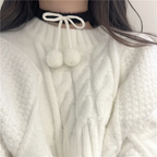 Sweet and Cute Christmas New Year Burgundy Bow Hairball Collarbone Chain Collar