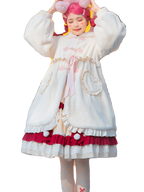 Sweet and Cute Lolita Coat Autumn and Winter Thickened Plush Christmas Lolita Cape