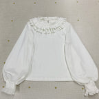 Lolita Blouses White Sweet and Cute Bottoming Shirt Sleeve Inside Doll Collar Long-sleeved