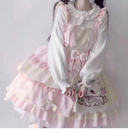 Lolita Blouses White Sweet and Cute Bottoming Shirt Sleeve Inside Doll Collar Long-sleeved