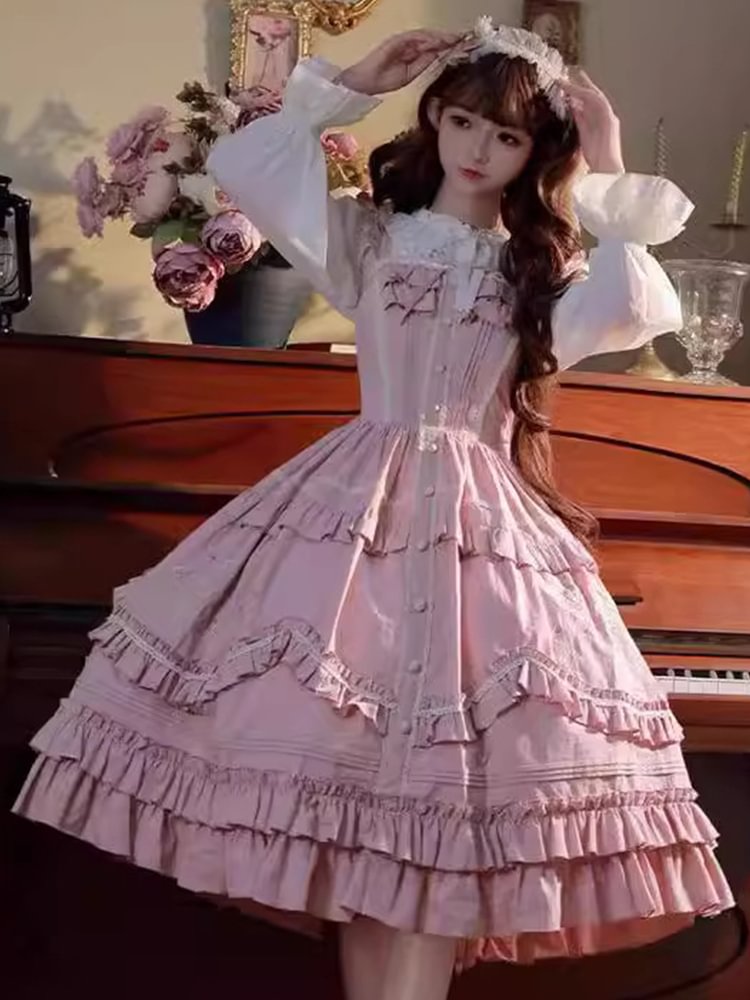 Sweet and Cute Pink Lolita Everyday Elegant Cla Princess Dress Dress Jsk