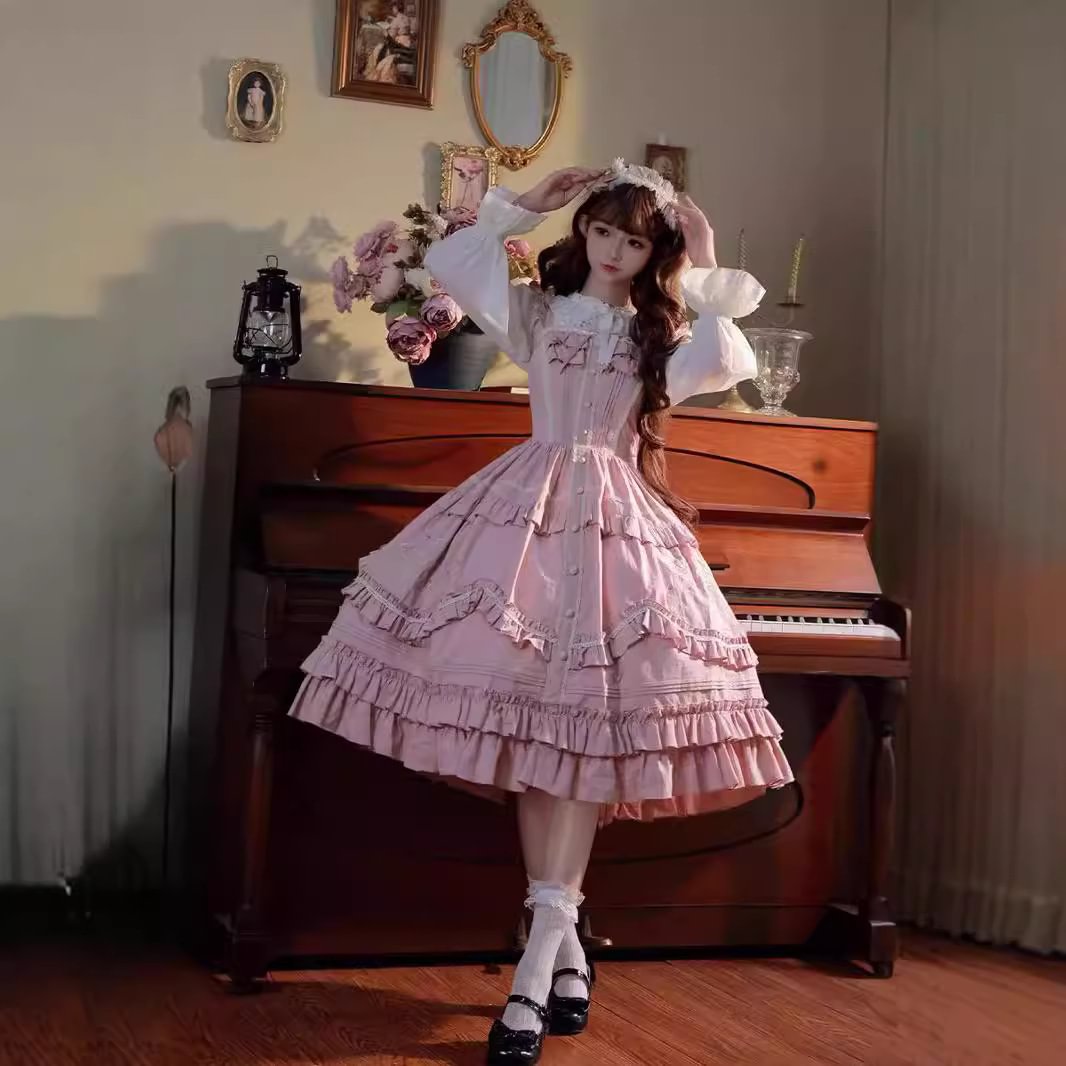 Sweet and Cute Pink Lolita Everyday Elegant Cla Princess Dress Dress Jsk