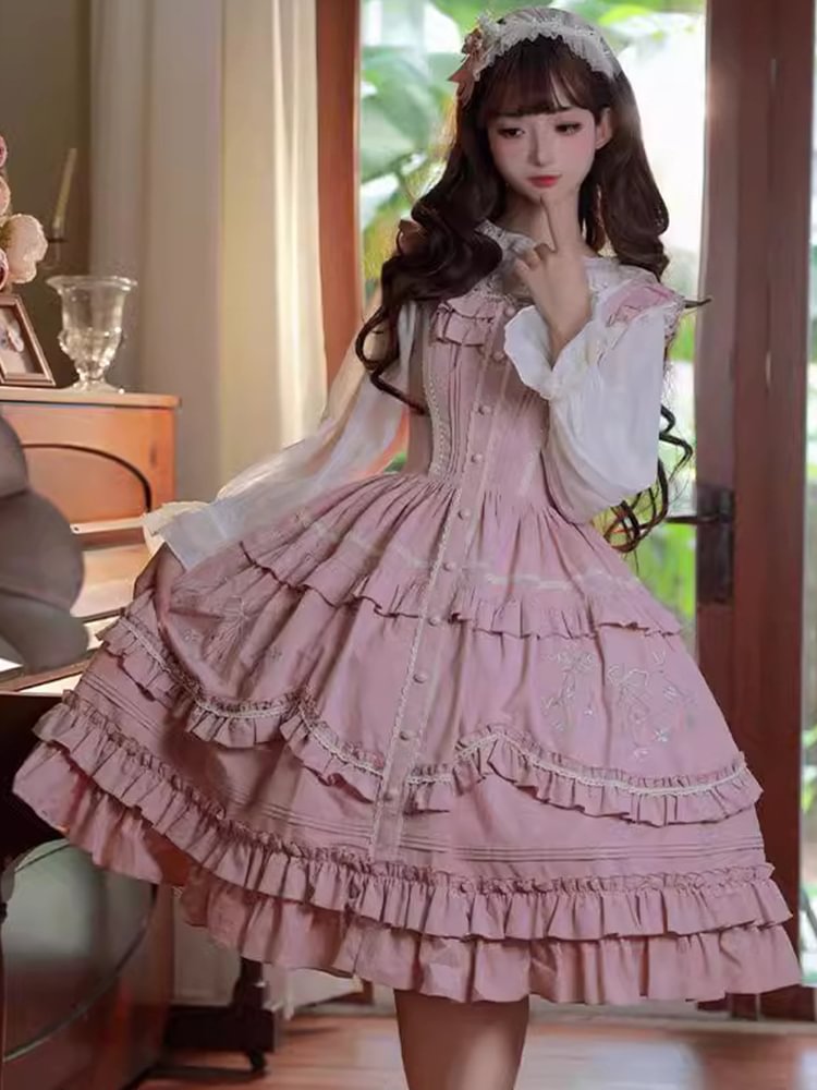 Sweet and Cute Pink Lolita Everyday Elegant Cla Princess Dress Dress Jsk