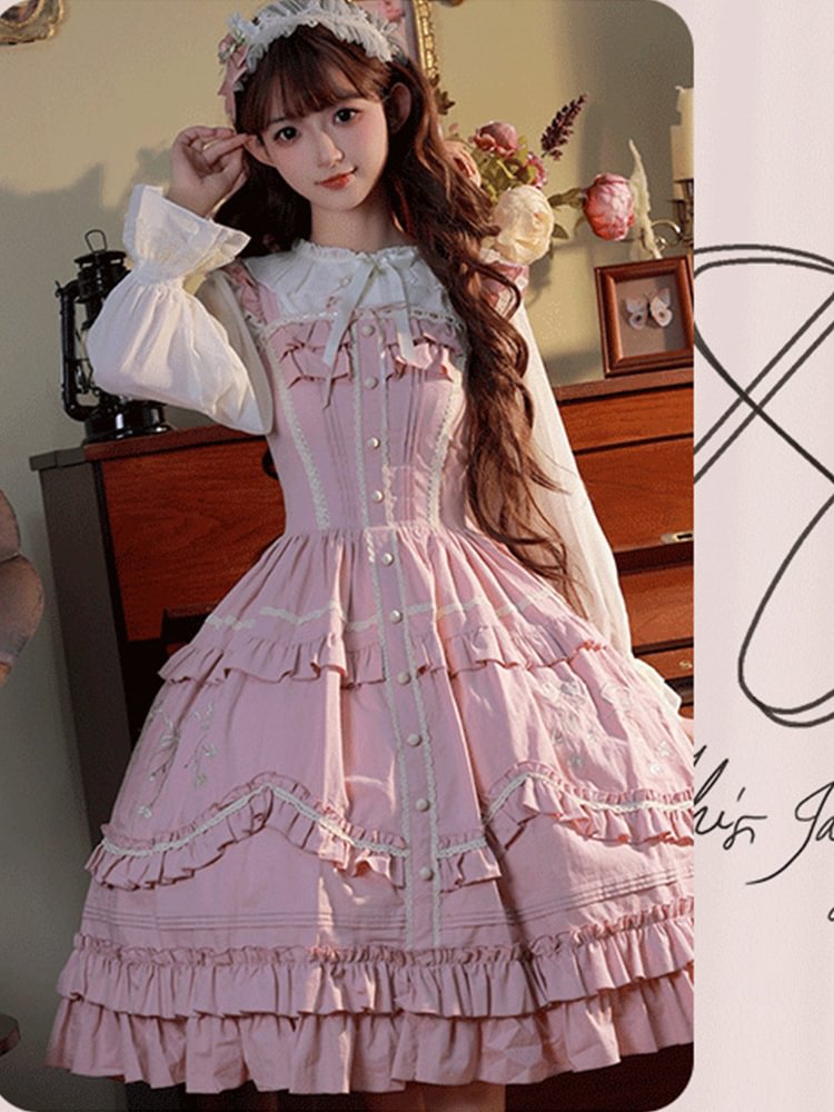 Sweet and Cute Pink Lolita Everyday Elegant Cla Princess Dress Dress Jsk