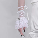 Lolita Hand Accessories White Lace Hand Sleeves Ribbon Straps