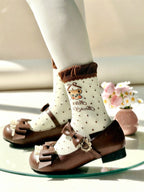 Sweet Lolita Black Brown Bow Accented Sweet Lolita Mary Janes Medium Heel Big Head Doll Round Head 5cm