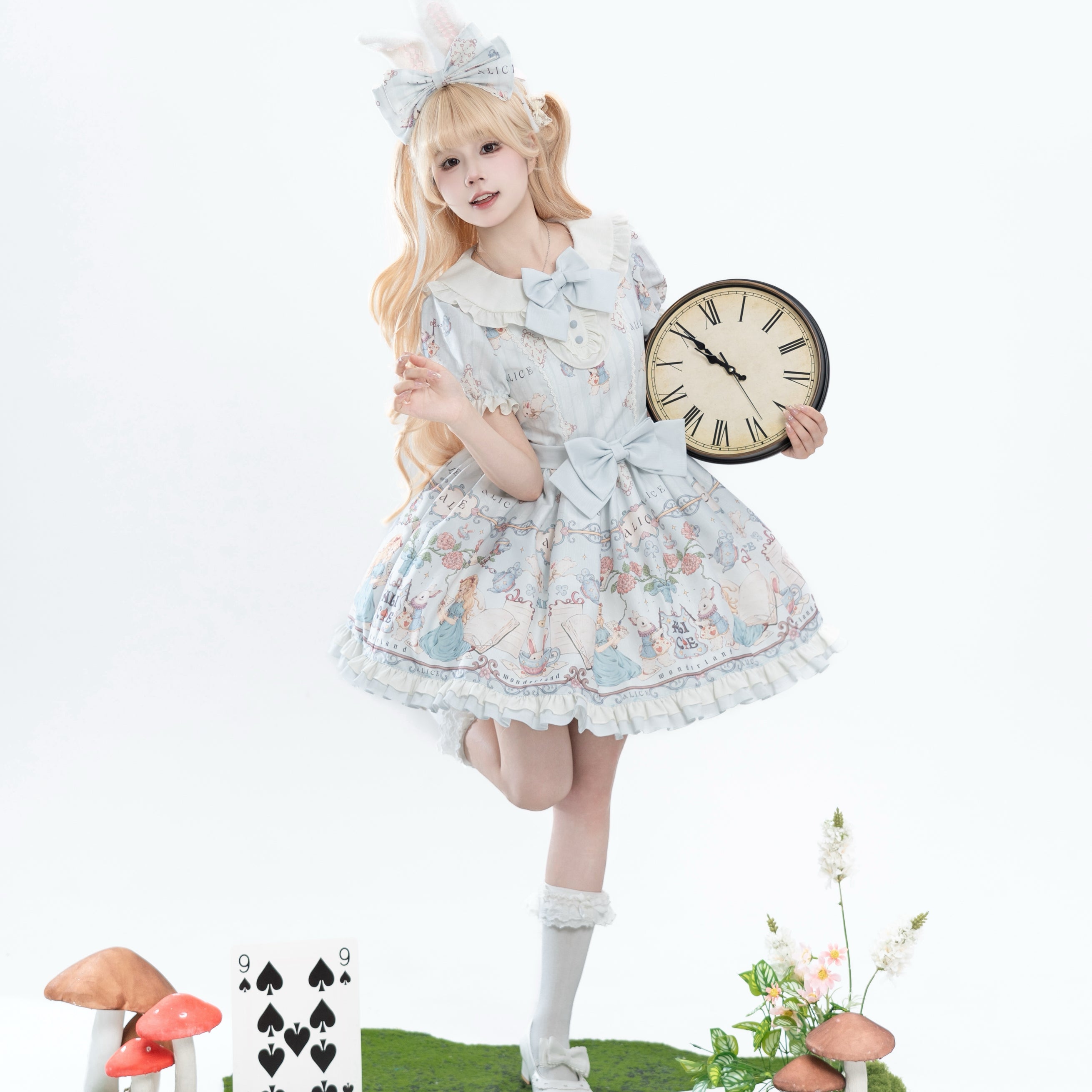 Sweet Lolita Cake Dress Blue Alice Theme Ruffle Trim Lolita Dress