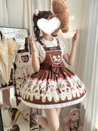 Sweet Lolita Chocolate Dress Cream Cake Lolita Dessert Themed Brown Jumper Dress
