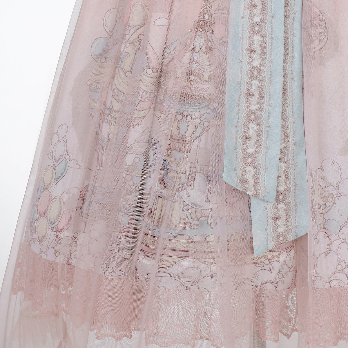 Sweet Lolita Pastel Pink Blue Sweet Lolita Dress with Unicorn Embroidery Ruffles Bow Details One Piece Dress Birthday Party