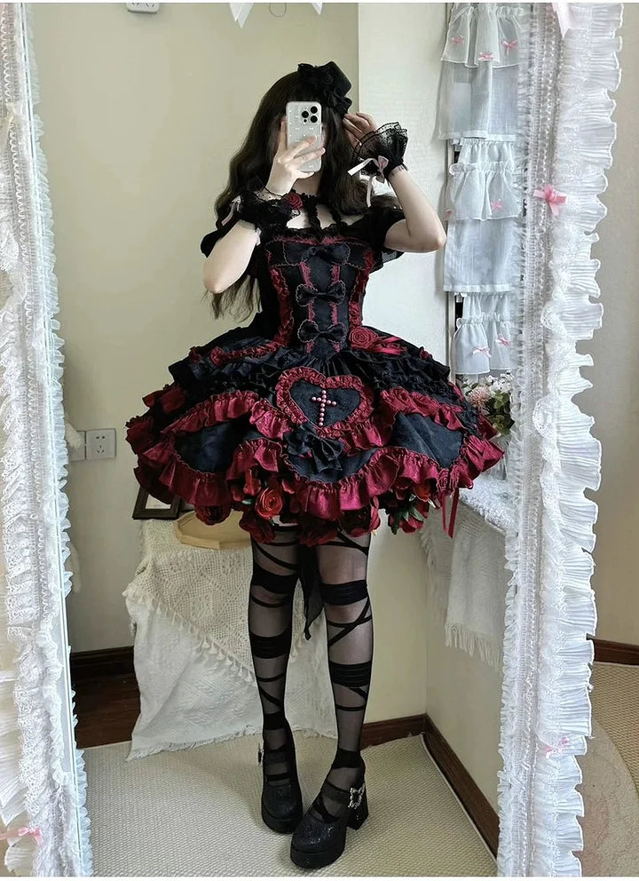 Sweetheart Baby Blue Cute Lolita Dress Ruffle Pink Princess Dress Birthday