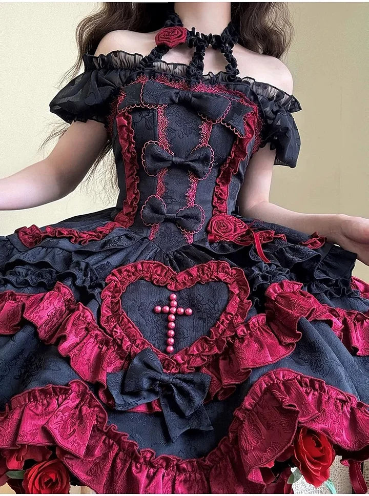 Sweetheart Baby Blue Cute Lolita Dress Ruffle Pink Princess Dress Birthday