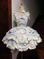 Sweetheart Baby Blue Cute Lolita Dress Ruffle Pink Princess Dress Birthday