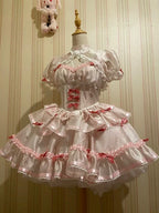 Sweetheart Ballet Lolita Dress Bow Lace Ruffles Vintage Kawaii Dress Doll Lolita Outfit JSK Cake Dress