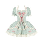 Sweetheart Bow Lolita Dress Short Sleeve Lace Cute Princess Dress