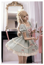 Sweetheart Bow Lolita Dress Short Sleeve Lace Cute Princess Dress