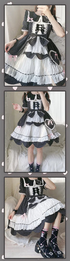 Sweetheart Lolita Dress Polka Dot Cute Short Sleeve Dress