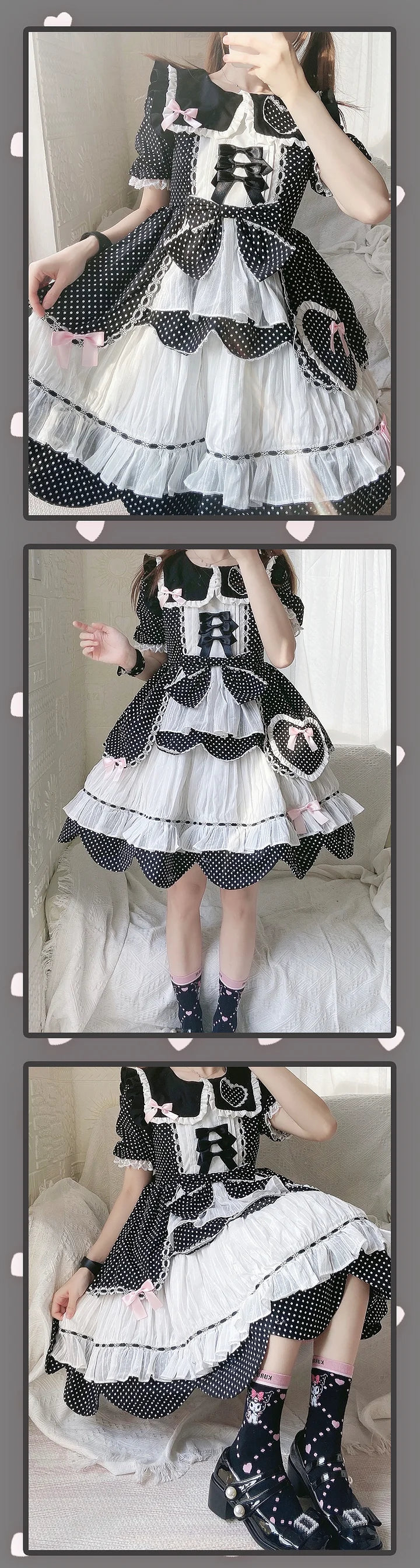 Sweetheart Lolita Dress Polka Dot Cute Short Sleeve Dress